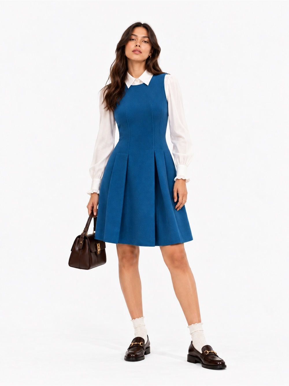Vintage Jil Sander Blue Wool Pleated Jumper Dress – Size 36 IT EUC